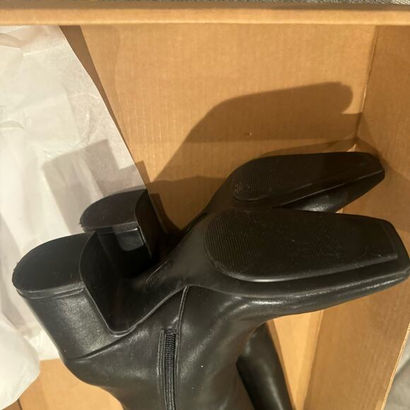 Anne Klein Heel Knee Boot Heeled Dress Boots Leather Black Size 9 NWOT - Picture 9 of 11